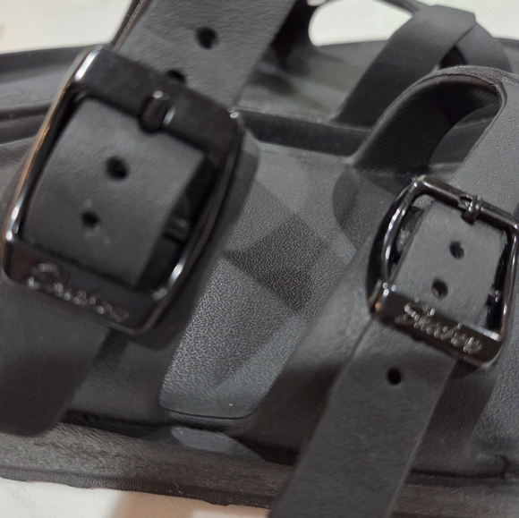 SCKECHERS Black Slide Sandals with Buckles - Picture 9 of 16